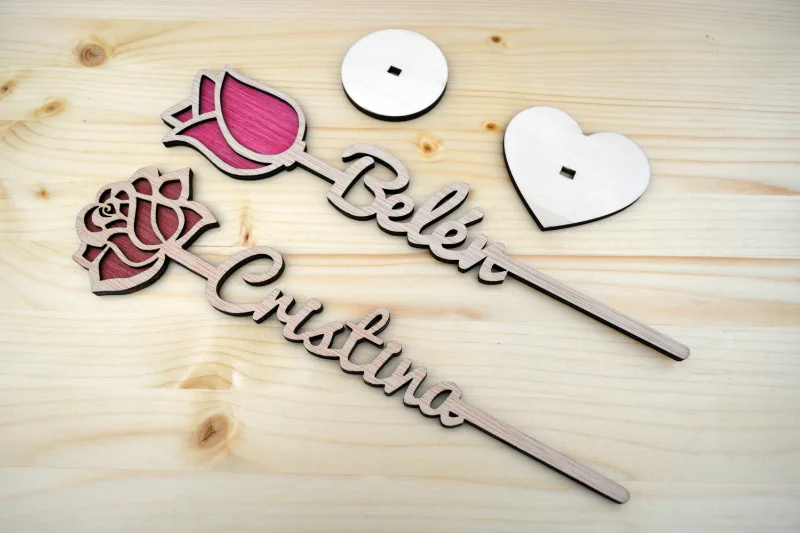Flores de madera personalizado a color