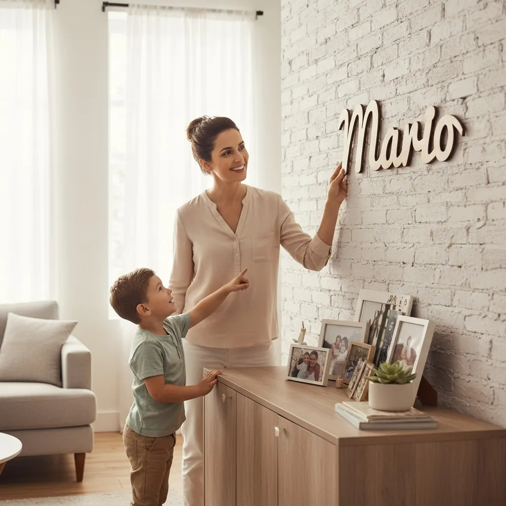 Nombres personalizados en madera de haya